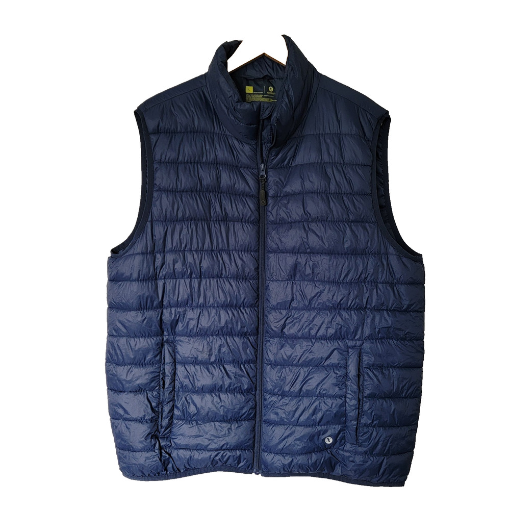 Xersion Puffer Vest Mens L Blue Outerwear Gorpcore Winter Outdoors Layer Casual